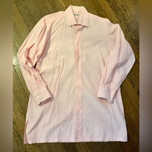 Charvet Paris Light Pink Dress Shirt Size 39 15.5 Made in France Small Flaws
